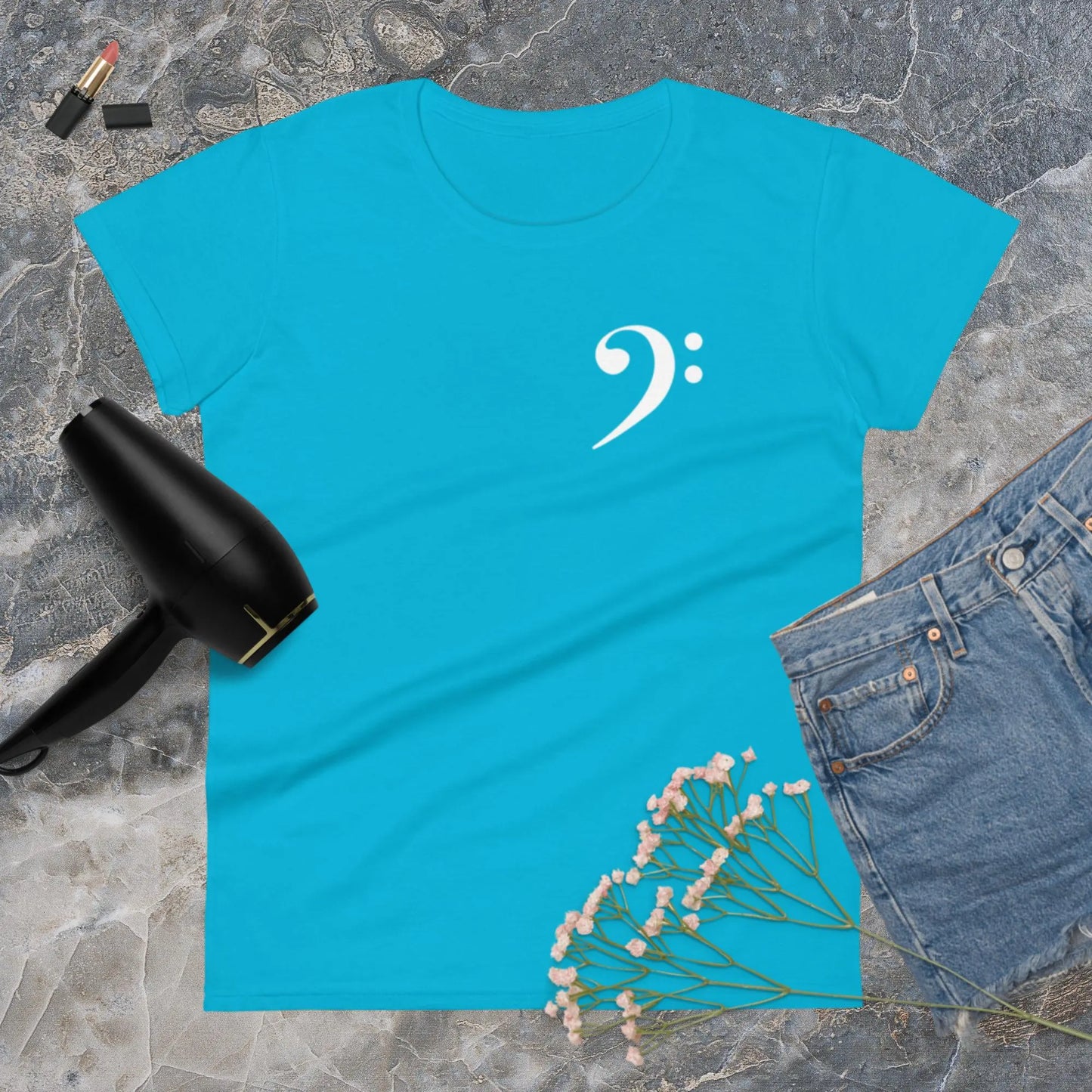 Music Bass Clef Women's Fashion Fit t-shirt by BC Ink Works - BC Ink Works