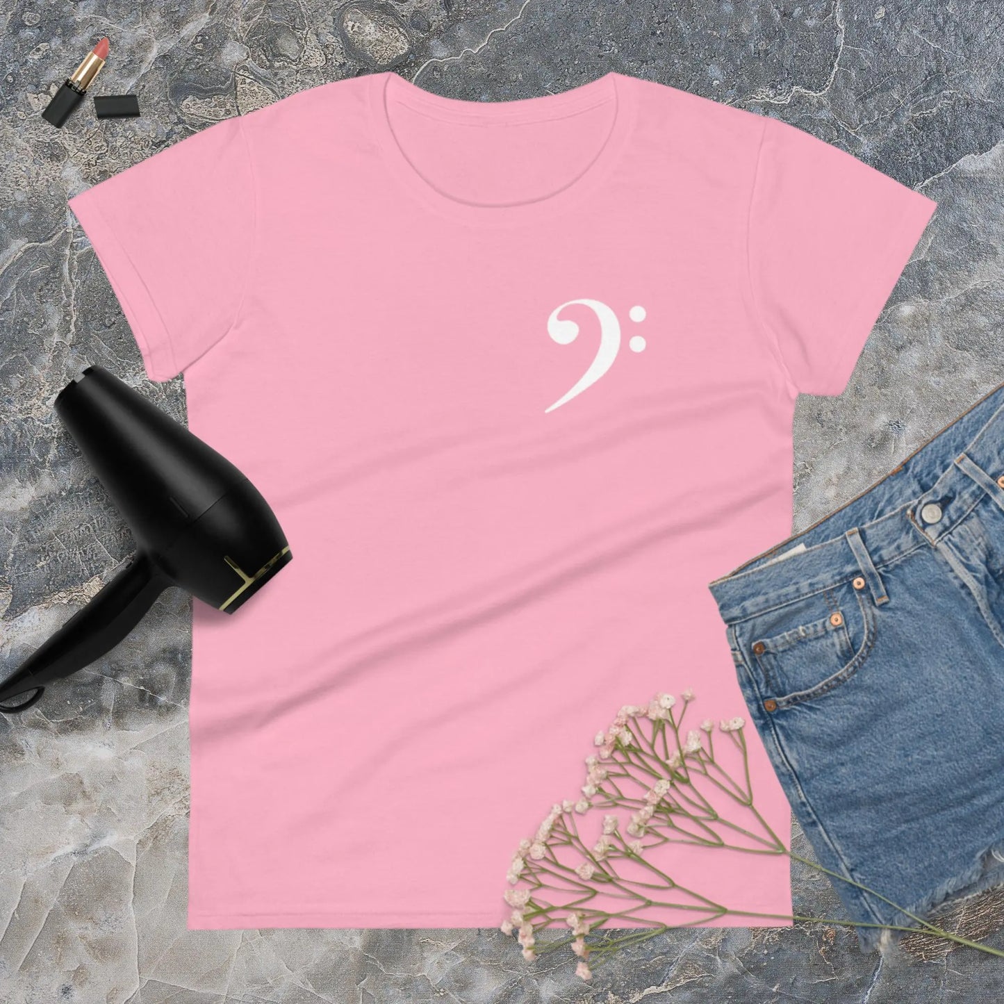 Music Bass Clef Women's Fashion Fit t-shirt by BC Ink Works - BC Ink Works