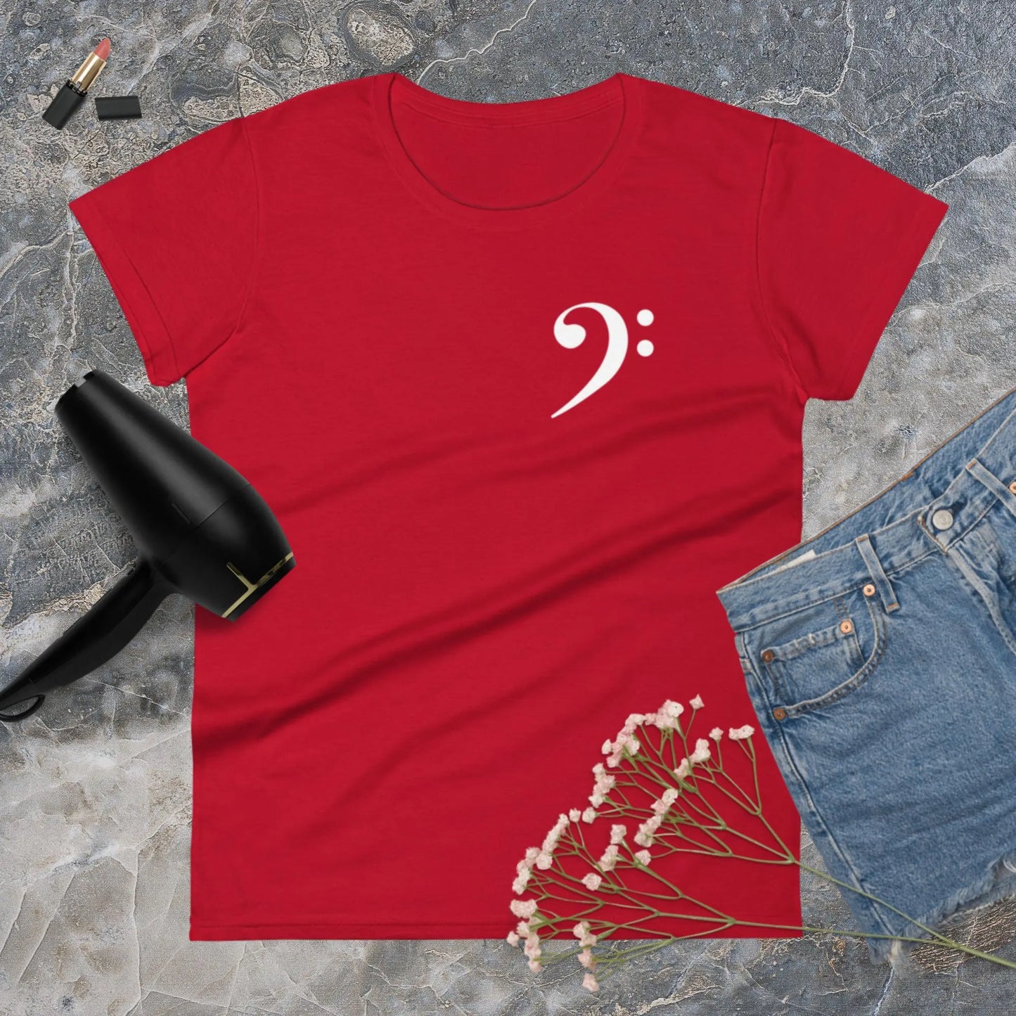 Music Bass Clef Women's Fashion Fit t-shirt by BC Ink Works - BC Ink Works