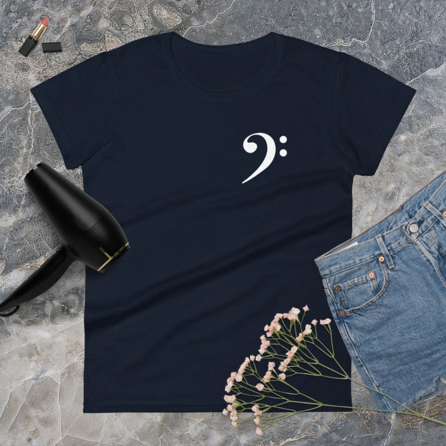 Music Bass Clef Women's Fashion Fit t-shirt by BC Ink Works - BC Ink Works