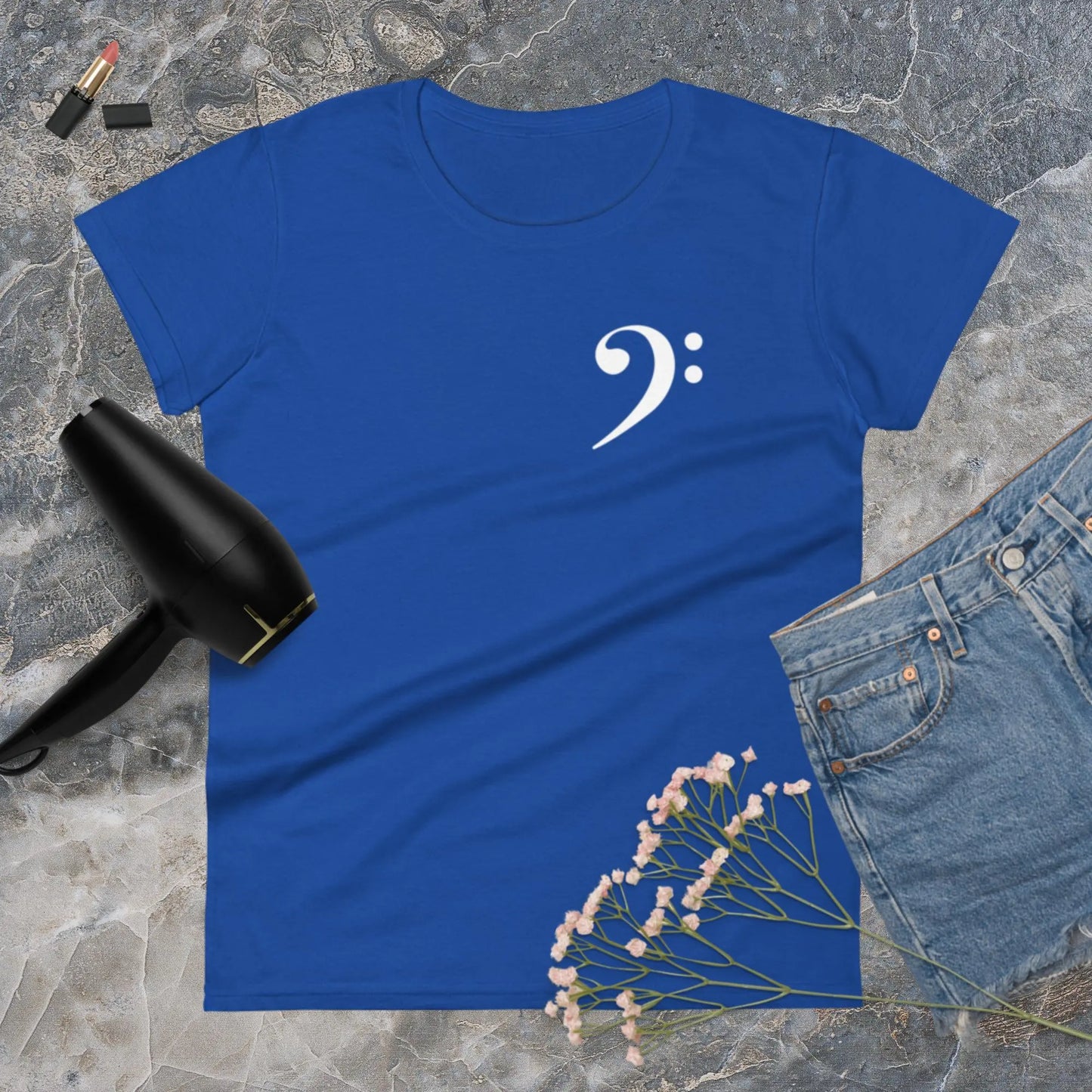Music Bass Clef Women's Fashion Fit t-shirt by BC Ink Works - BC Ink Works