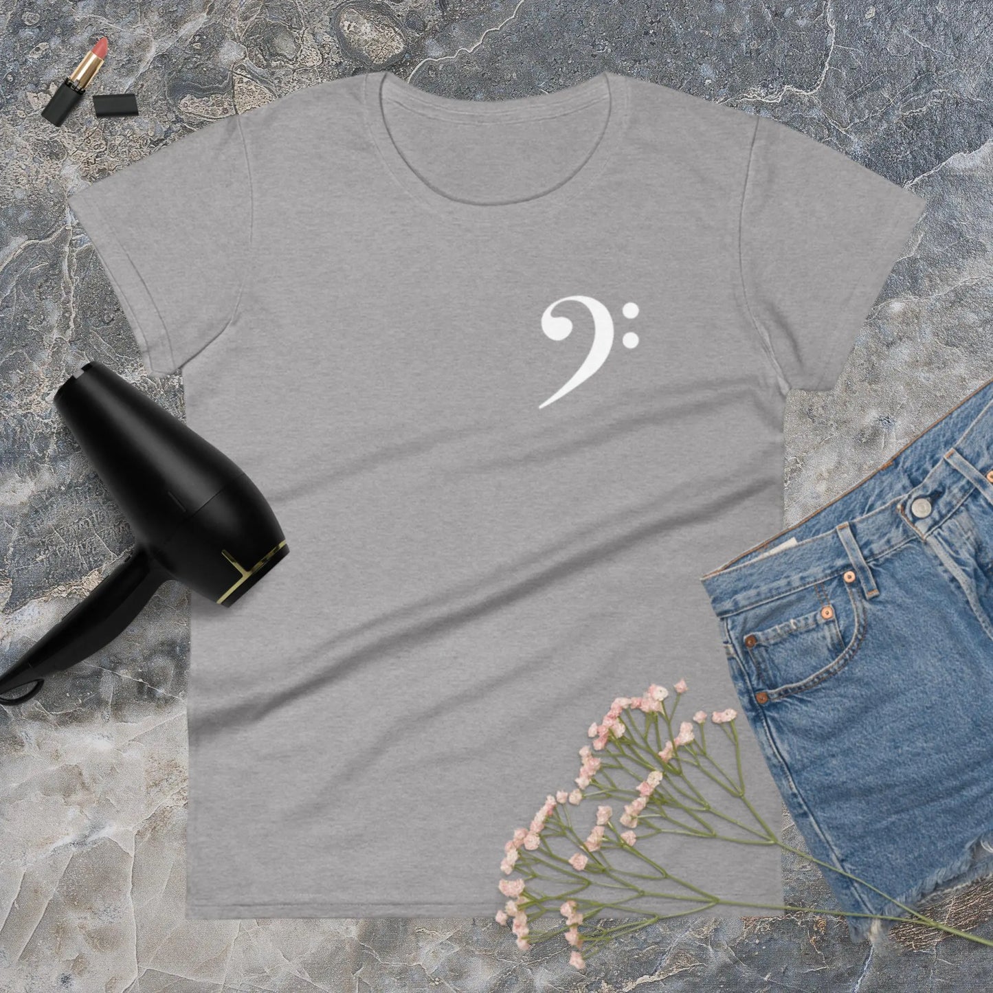 Music Bass Clef Women's Fashion Fit t-shirt by BC Ink Works - BC Ink Works