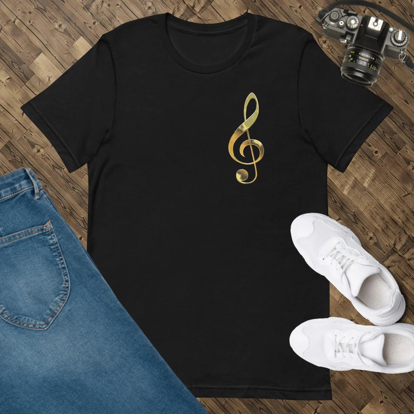 Music Gold Treble Clef Unisex t-shirt by BC Ink Works - BC Ink Works