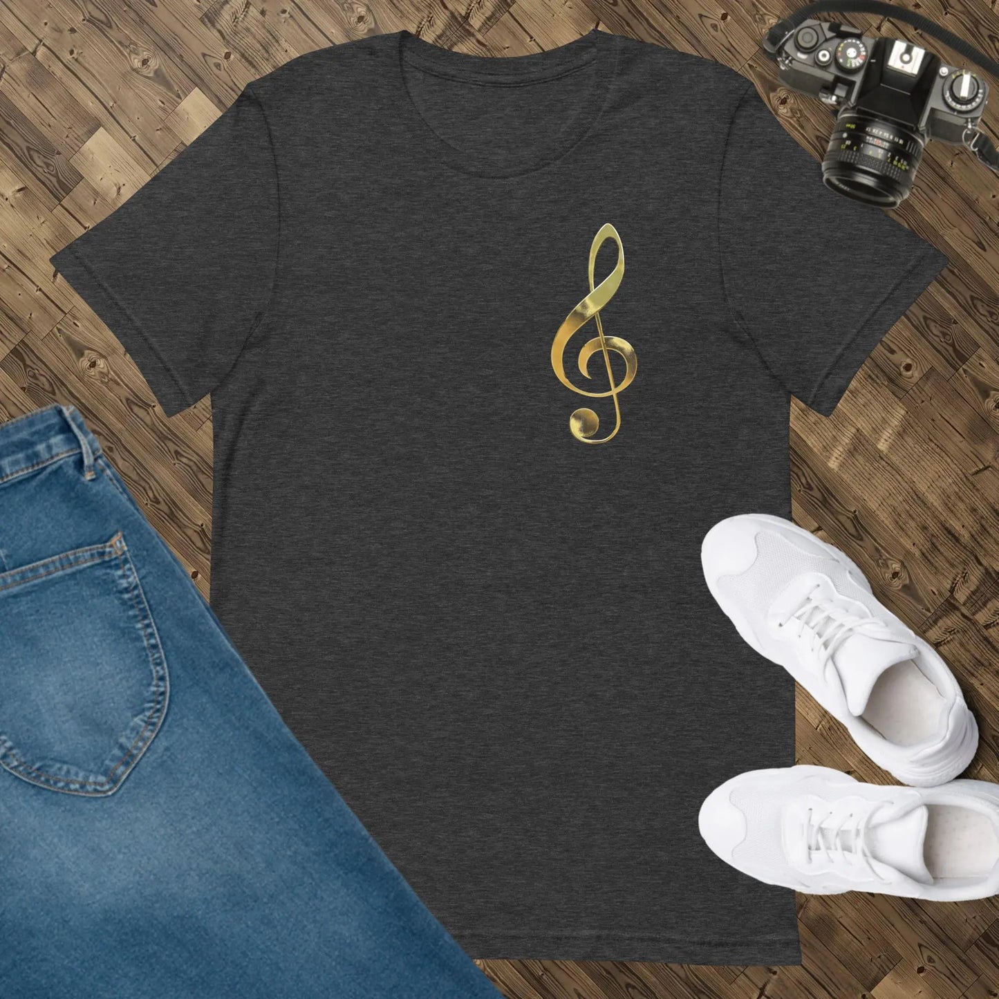 Music Gold Treble Clef Unisex t-shirt by BC Ink Works - BC Ink Works