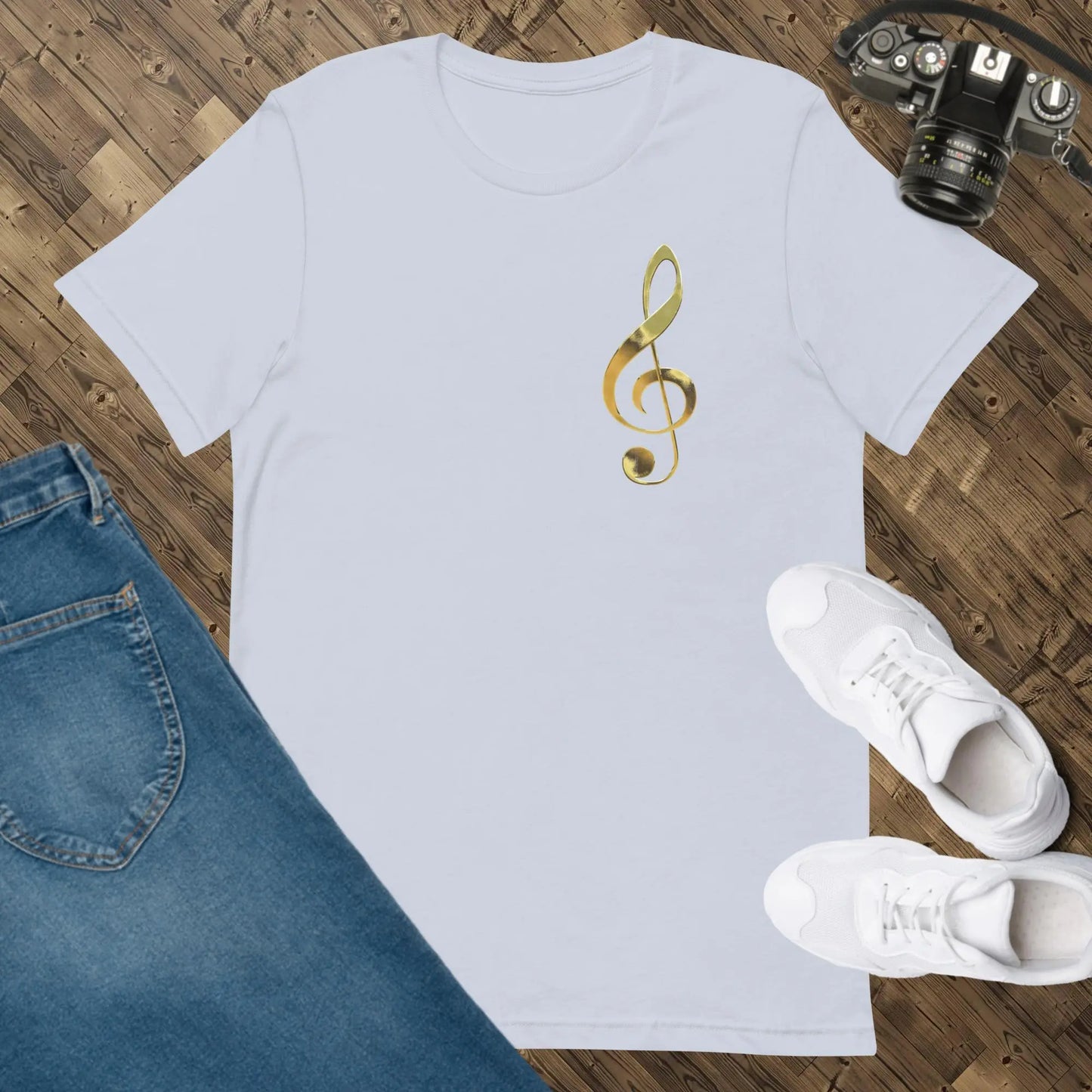Music Gold Treble Clef Unisex t-shirt by BC Ink Works - BC Ink Works