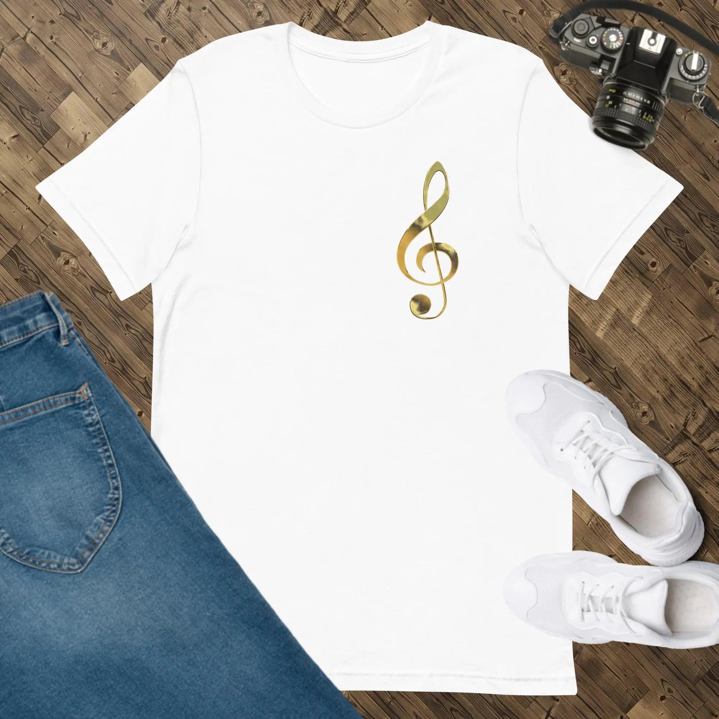 Music Gold Treble Clef Unisex t-shirt by BC Ink Works - BC Ink Works