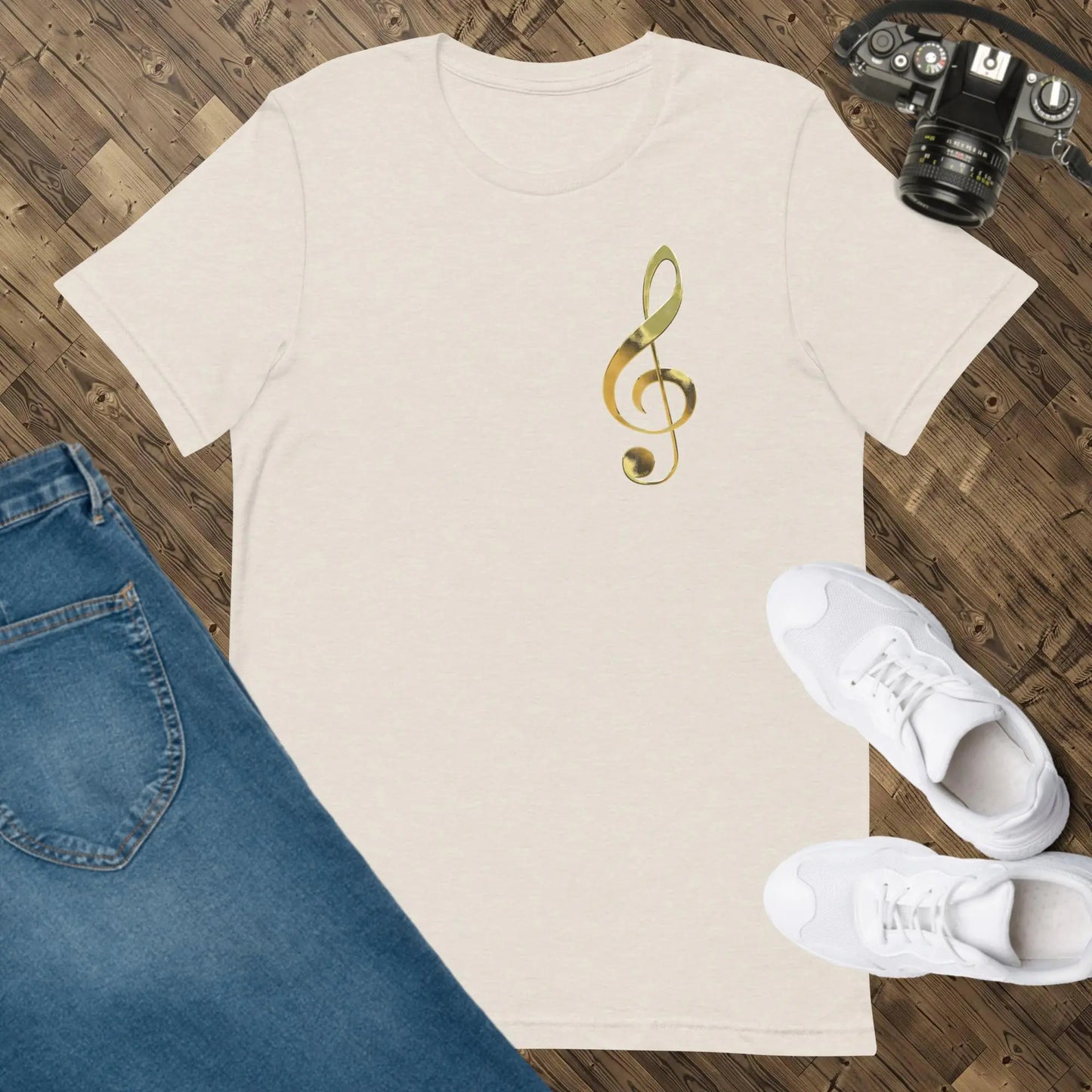 Music Gold Treble Clef Unisex t-shirt by BC Ink Works - BC Ink Works