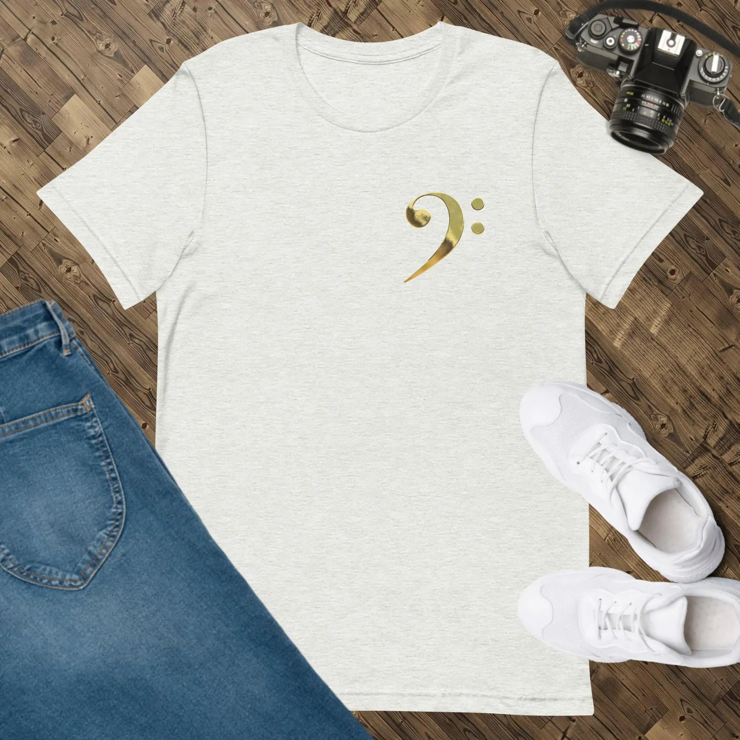 Music Gold Bass Clef Unisex t-shirt by BC Ink Works - BC Ink Works