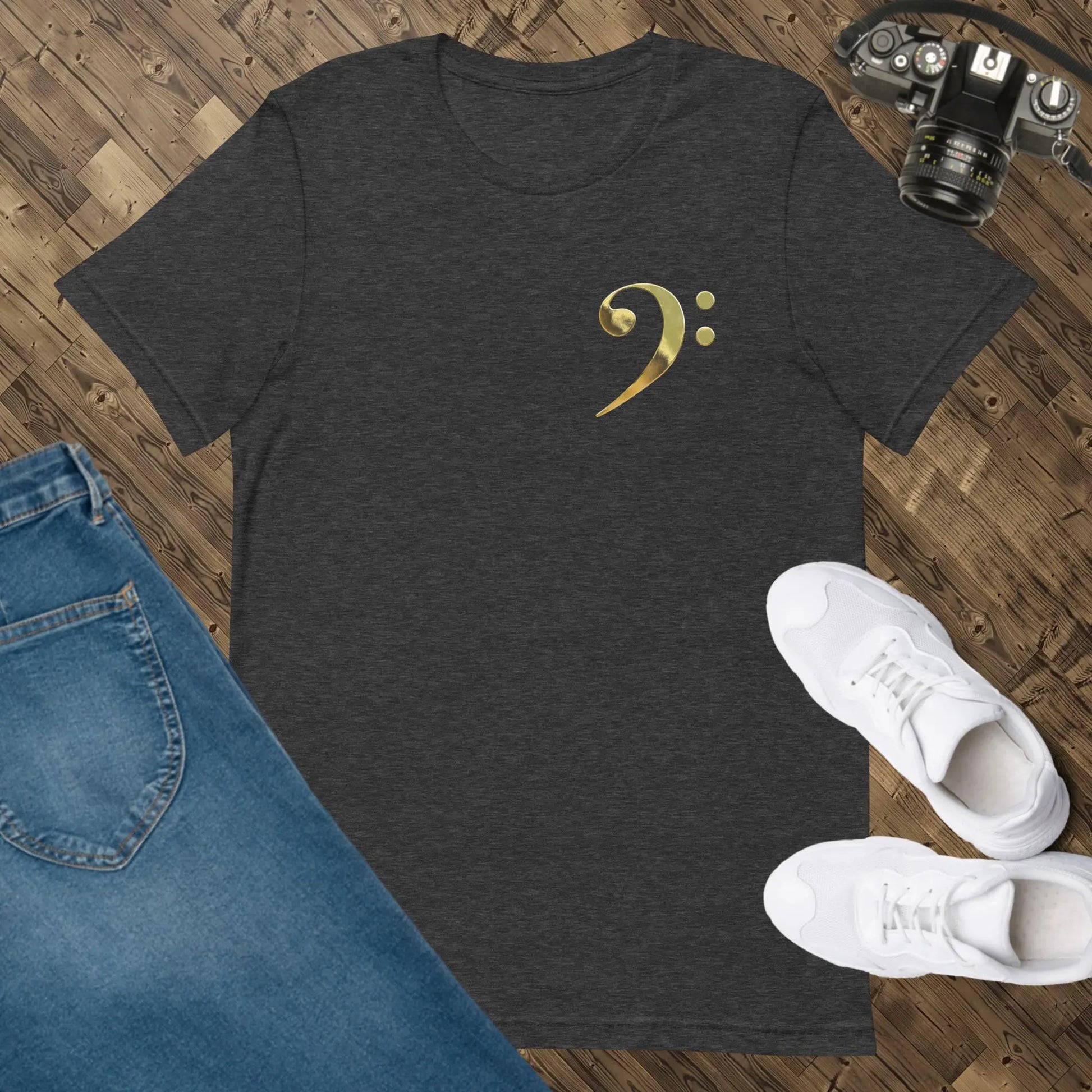 Music Gold Bass Clef Unisex t-shirt by BC Ink Works - BC Ink Works