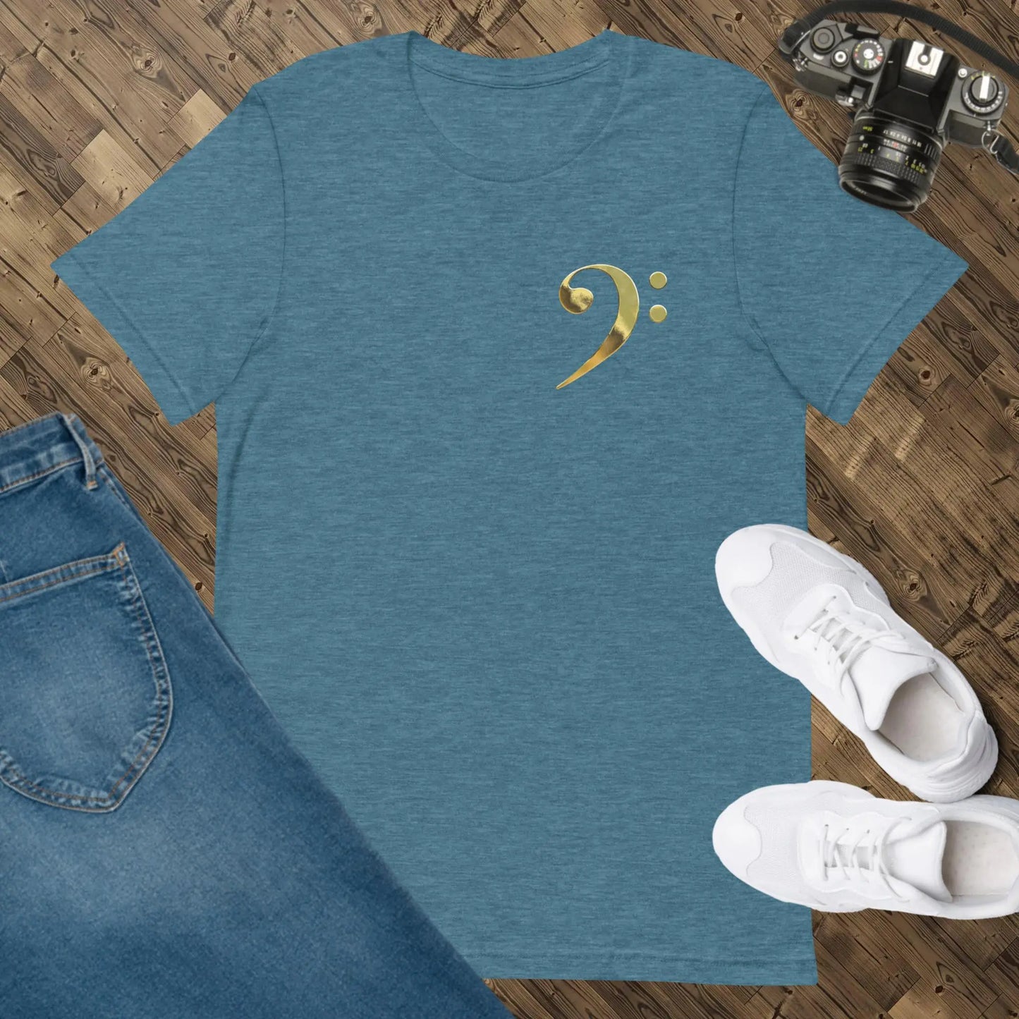 Music Gold Bass Clef Unisex t-shirt by BC Ink Works - BC Ink Works