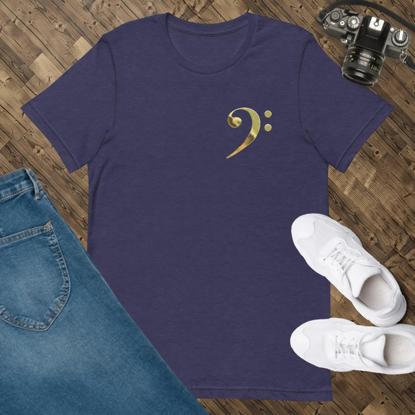 Music Gold Bass Clef Unisex t-shirt by BC Ink Works - BC Ink Works