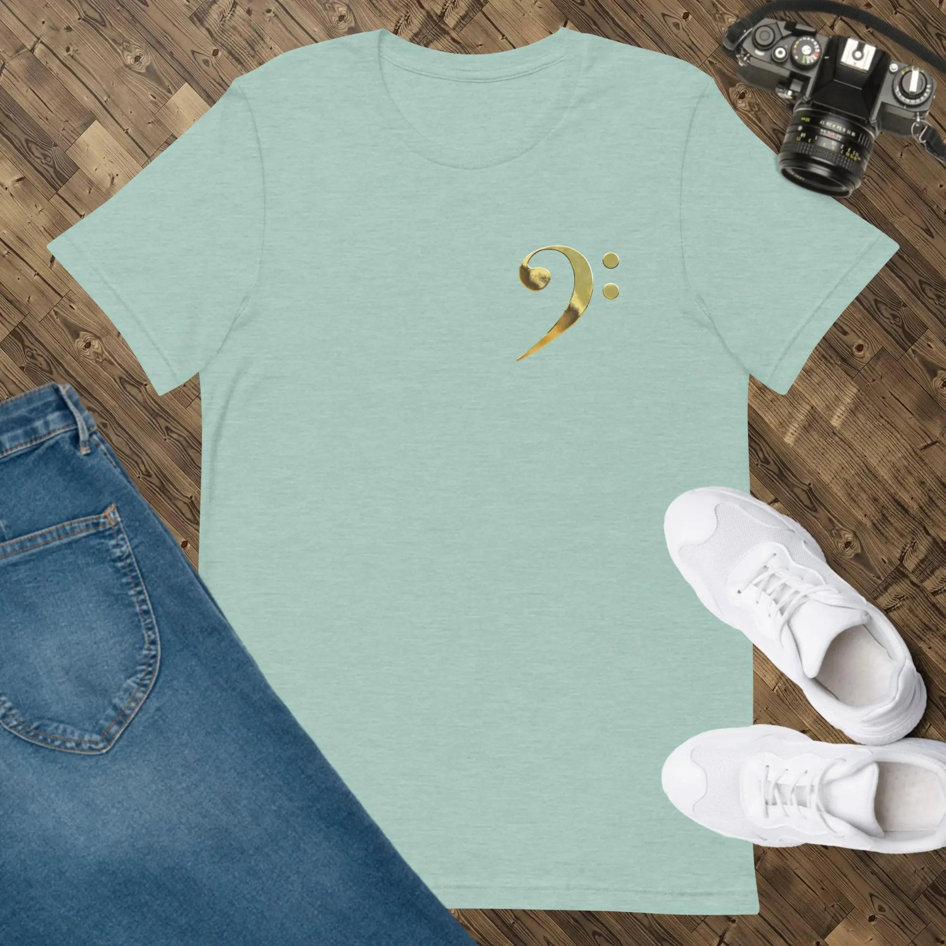 Music Gold Bass Clef Unisex t-shirt by BC Ink Works - BC Ink Works