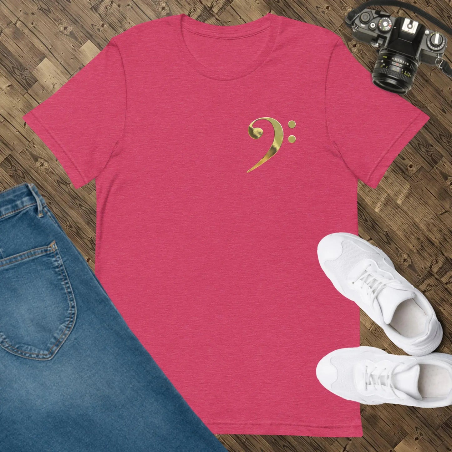 Music Gold Bass Clef Unisex t-shirt by BC Ink Works - BC Ink Works