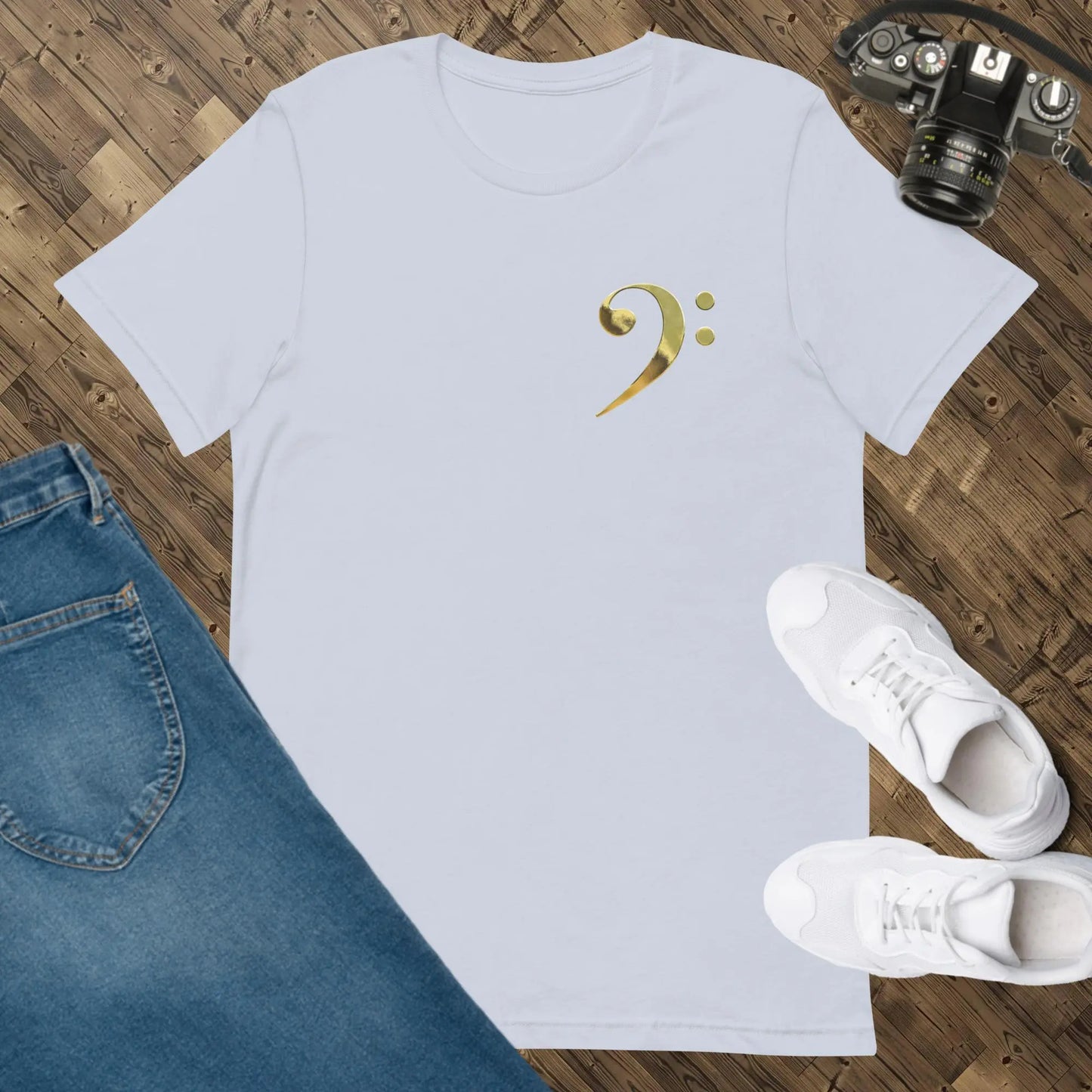 Music Gold Bass Clef Unisex t-shirt by BC Ink Works - BC Ink Works