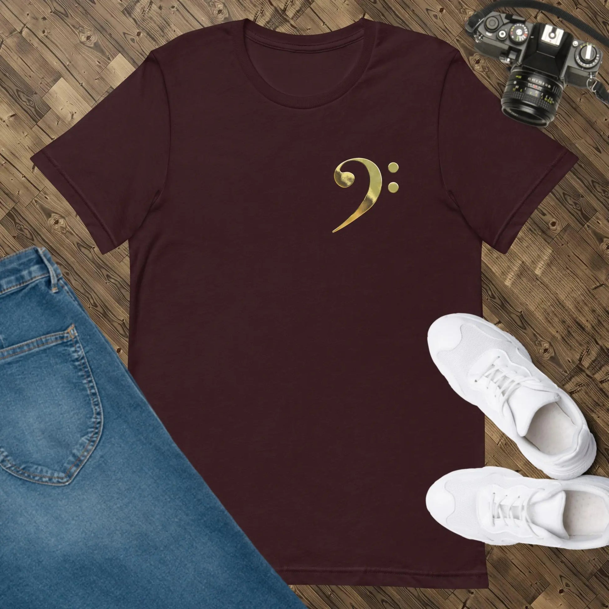 Music Gold Bass Clef Unisex t-shirt by BC Ink Works - BC Ink Works