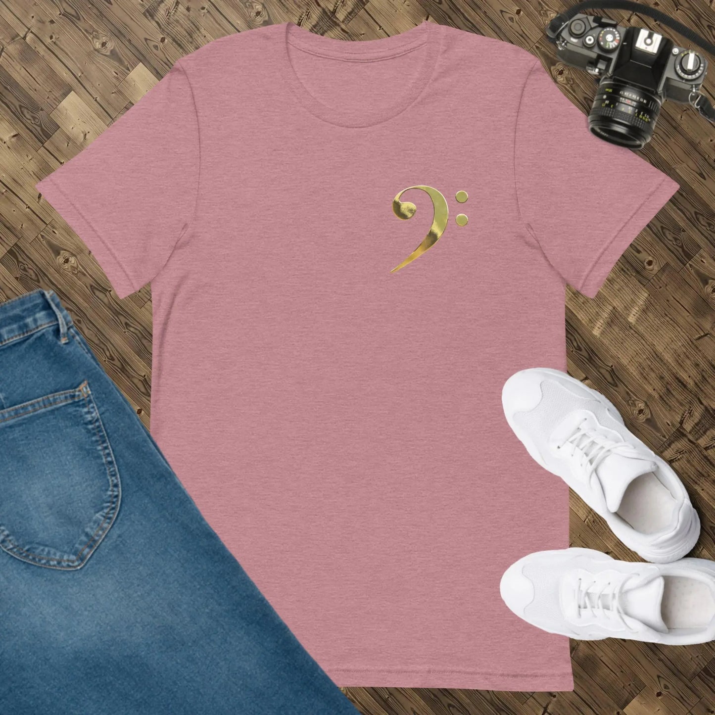 Music Gold Bass Clef Unisex t-shirt by BC Ink Works - BC Ink Works