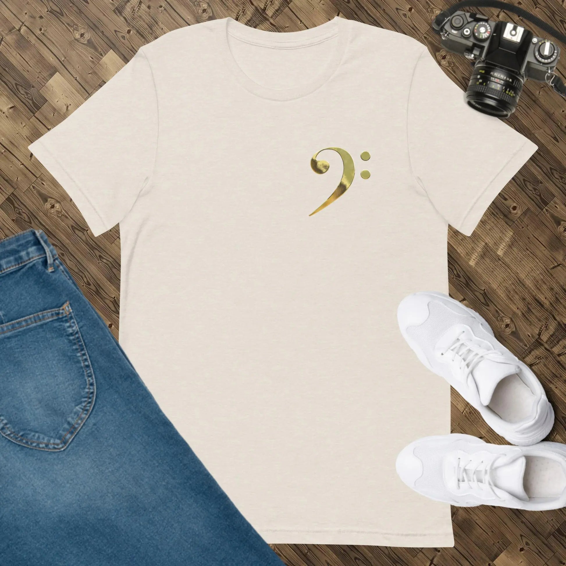 Music Gold Bass Clef Unisex t-shirt by BC Ink Works - BC Ink Works