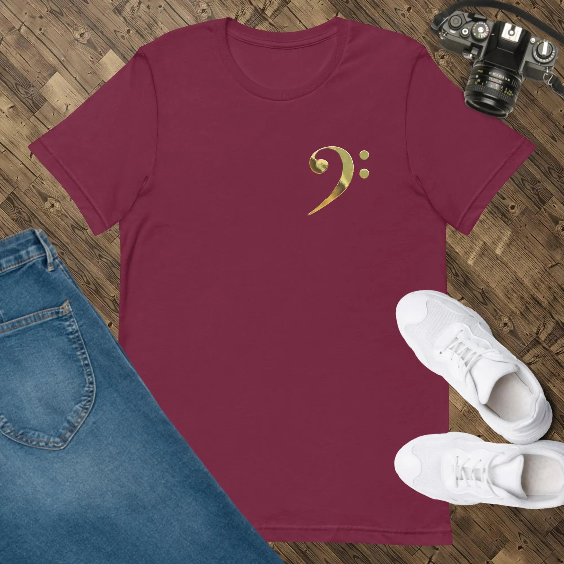 Music Gold Bass Clef Unisex t-shirt by BC Ink Works - BC Ink Works