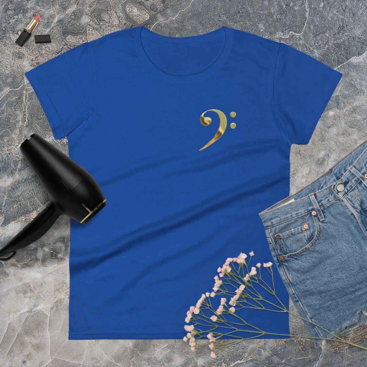 Music Gold Bass Clef Women's Fashion Fit t-shirt by BC Ink Works - BC Ink Works