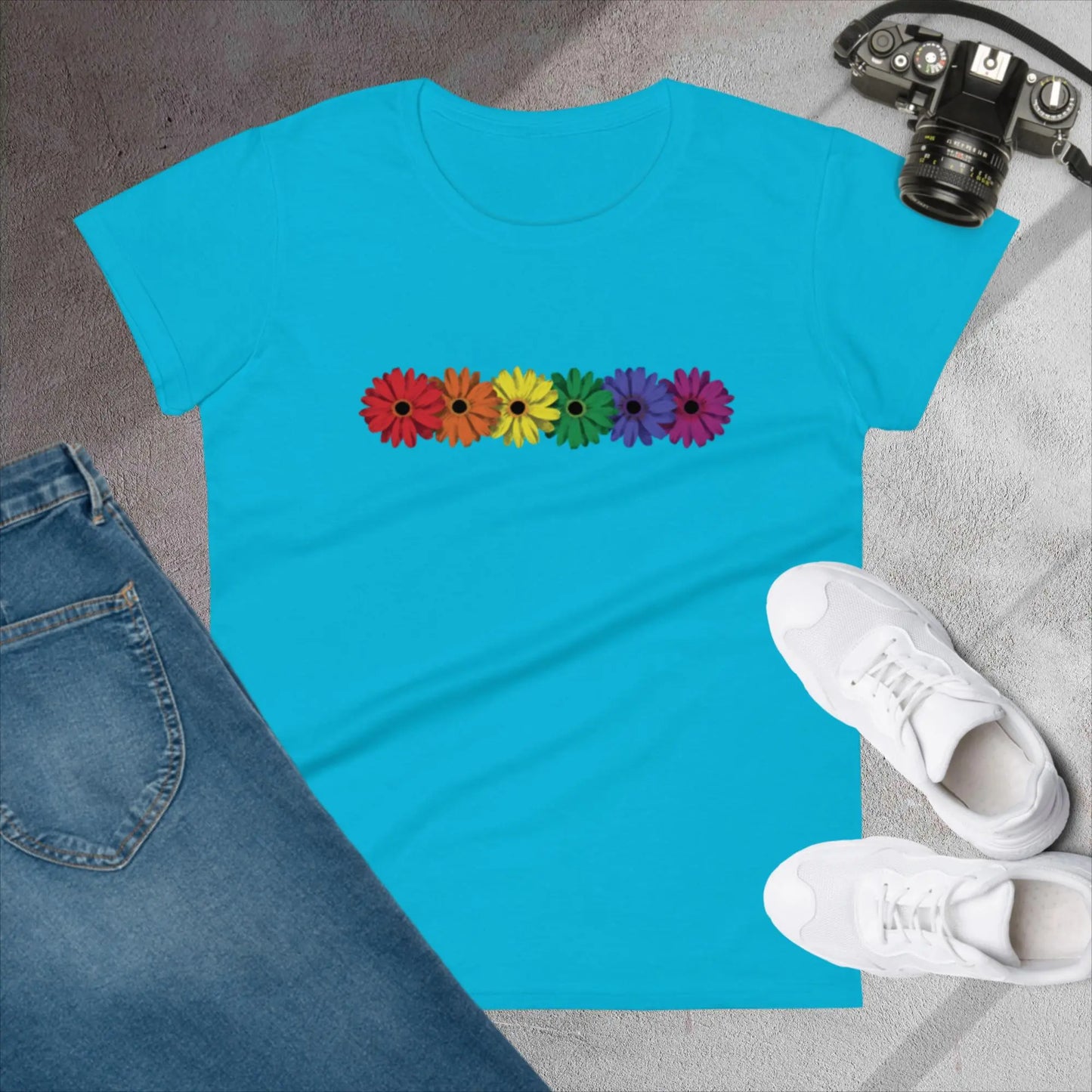 Pride Daisies 2nd edition Woman's Fashion Fit t-shirt by BC Ink Works - BC Ink Works