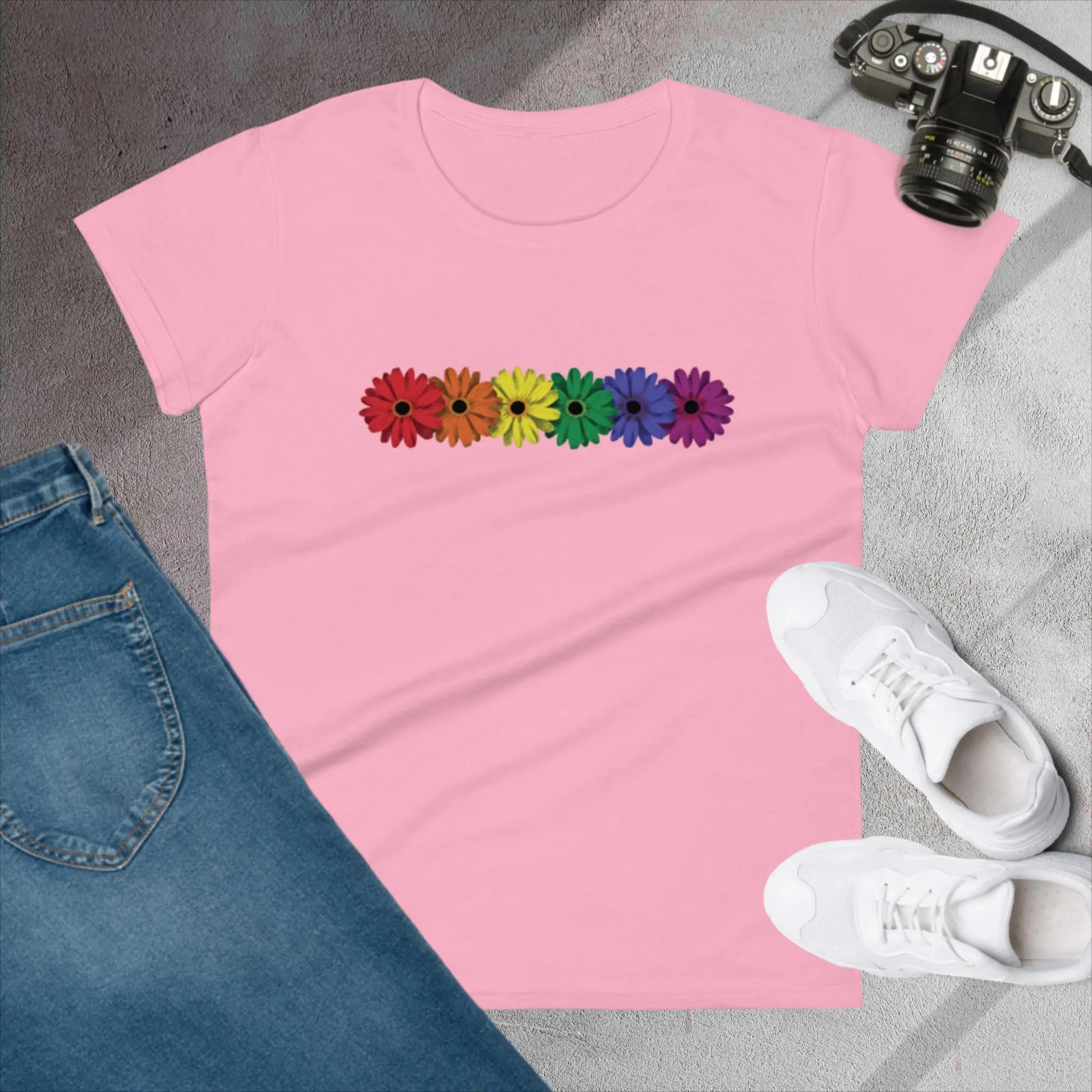 Pride Daisies 2nd edition Woman's Fashion Fit t-shirt by BC Ink Works - BC Ink Works