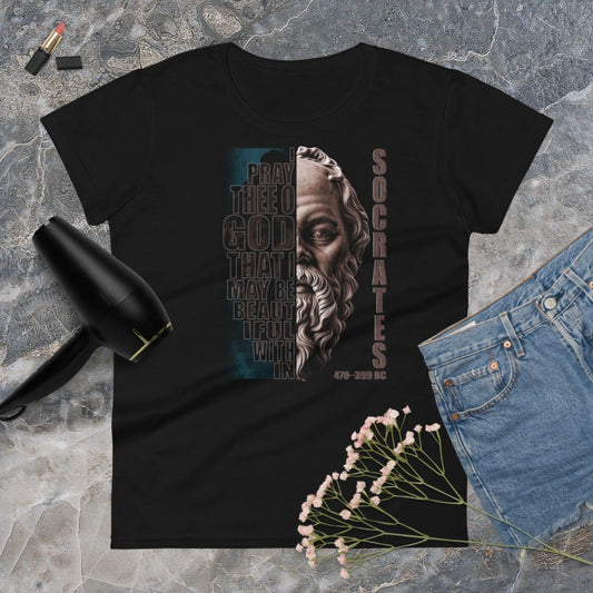 Socrates Pray Beautiful Within Women's Fashion Fit t-shirt by BC Ink Works - BC Ink Works