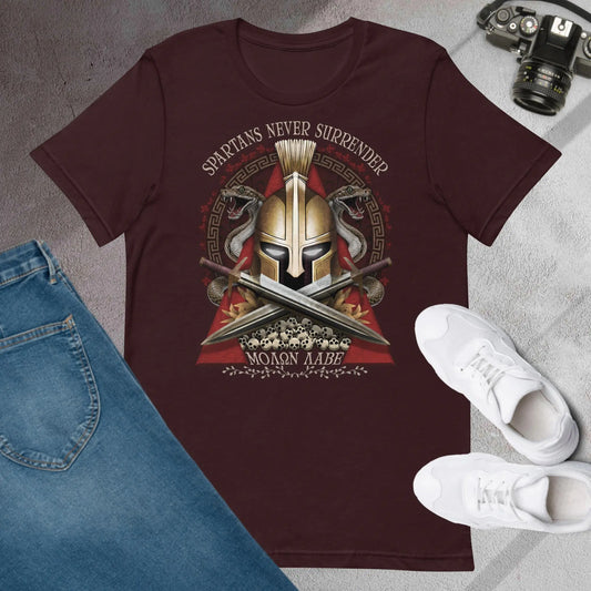 Spartans Never Surrender Unisex t-shirt by BC Ink Works - BC Ink Works